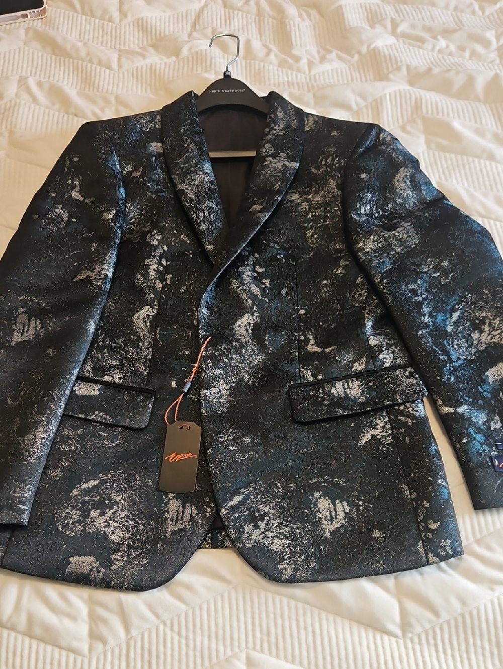 Egara Black and Silver Metallic Patterned Sport Coat